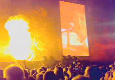flames on stage at Liverpool Sound