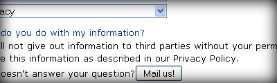 FAQ: "We will not give out information to third parties without your permission"